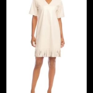 Karen Kane Cream Midi Dress with Fringe Hem